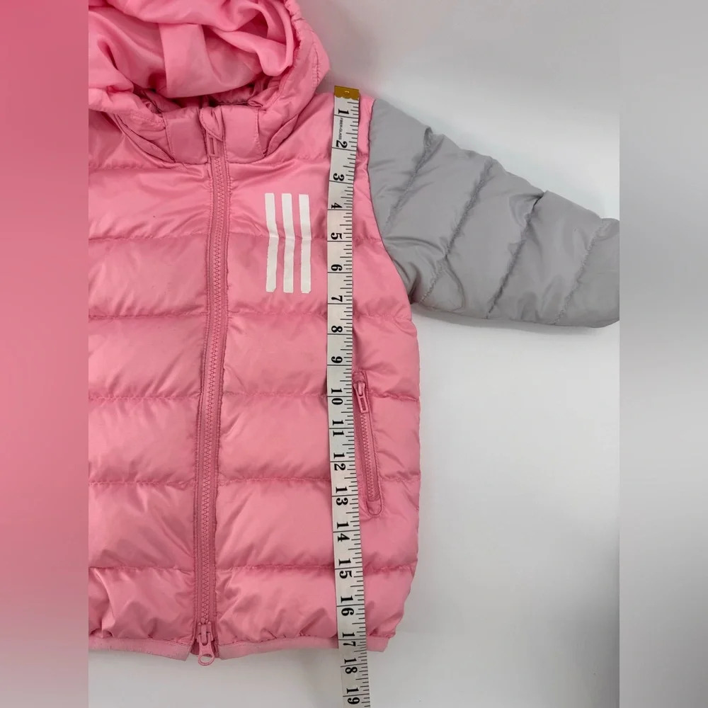 Adidas Girl Pink Puffer Jacket 9-12 Months - Picture 5 of 6